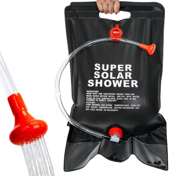 Bärbar dusch väska med strömbrytare slang och plast huvud stor kapacitet vatten lagring