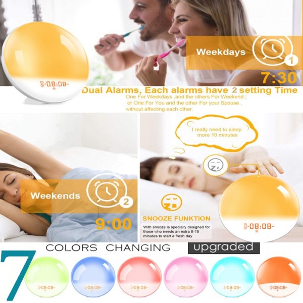Wake Up Light Alarm Clock Dobbel Alarmer FM Radio