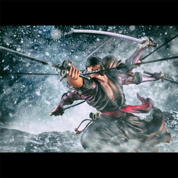 One Piece Roronoa Zoro Nine knive Flow Anime Figur Model Desktop Ornaments Action Figur Legetøj