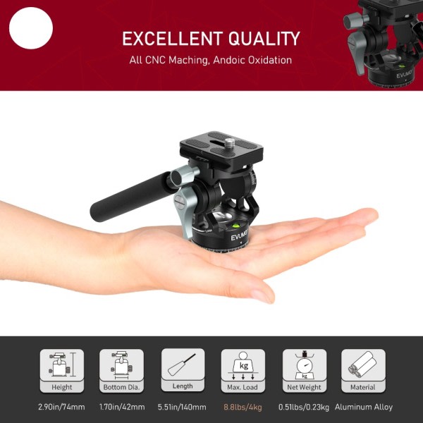 Lättvikts Mini Video Stativ Head Tilt Pan Mount Arca Swiss Quick Release Plate Panoramic Fluid Video Head