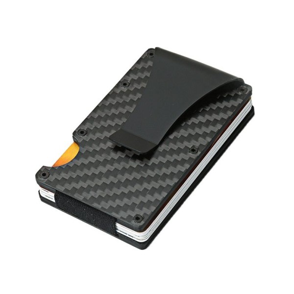 Kol fiber kort hållare mini aluminium metall RFID magic Men's plånbok