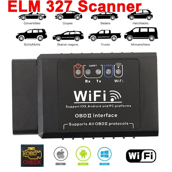 WIFI ELM327 V 1.5 Skanner för iPhone IOS /Android Auto OBDII OBD 2 ODB II ELM 327 V1.5 WI-FI kod läsare diagnostik verktyg