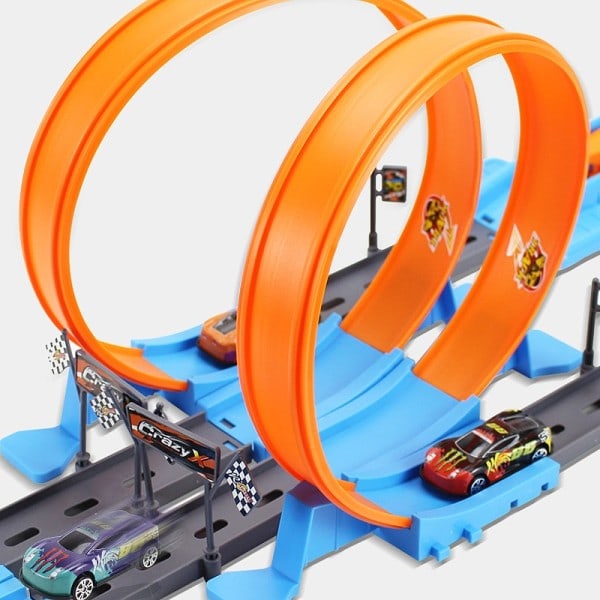 Stunt Speed Kaksois Auto Pyörät Malli Kilpa Rata Diy Koottu Rata Kits Katapultti Rata Auto Kilpailu Poika lelut