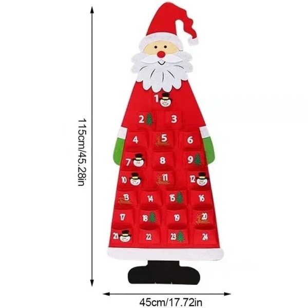 Advent kalender stoff jul hengende anheng nissen filt pynt diy advent kalendere