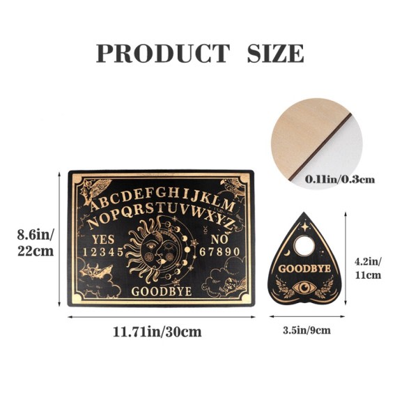 Tre spådom pendel brett gravert magisk brett Ouija brett