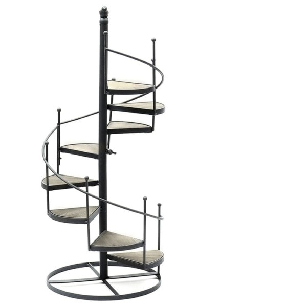 Roterende Stige Design Spiral Plante Stativ Jern Blomst Gryde Holder Hylde Plads Besparelse Blomst Kryde Rack