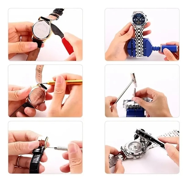 Klocka Reparation Verktyg Set Demontering Klocka Öppnare Kåpa Kit Länk Fjäder Bar Remover