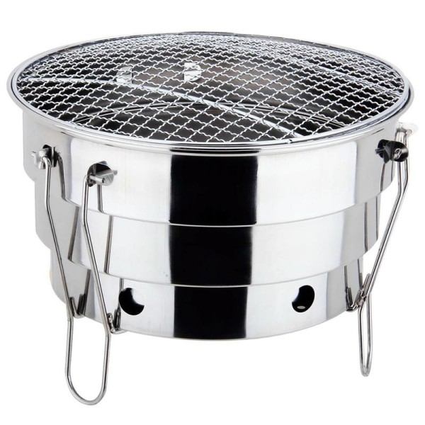 Bärbar Utomhus BBQ Grill Fallbar Delad Rostfritt Stål Eld Grop Matlagning Tillbehör