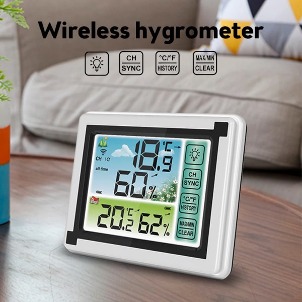 Digital termometer vejr station indendørs udendørs trådløs temperatur fugtighed måler sensor vejr hygrometer termometer
