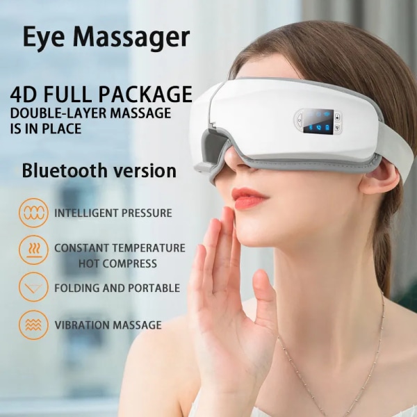 4D Smart Airbag Vibration Eye Massager Øjenpleje Instrument Opvarmning Bluetooth Musik Afhjælper træthed Og Mørke cirkler