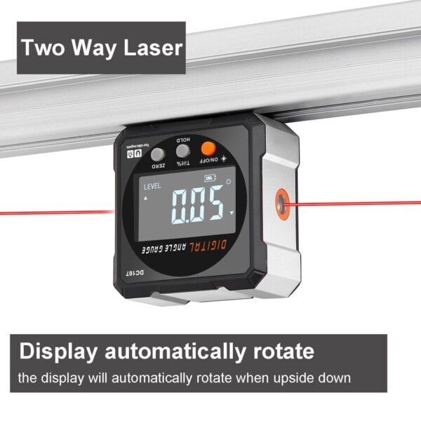 Laser Digital Protractor Inklinometer Laser Level Lineal USB Opladbar