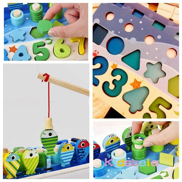 Lapset Montessori Matematiikka lelut taaperoille opetus puiset palapelit kalastus lelut