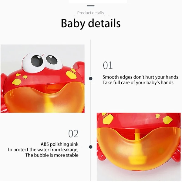 Crabs Bubble Machine Elektrisk Musik Automatisk Tvålmakare Rolig Badkar Leka Vatten Spel Baby Bad leksak