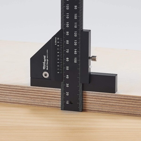 Multi Träbearbetning Sliding Gauge Aluminium Legering Scribe Linjal Djup Gauge T-Square Scribing Mätning Verktyg