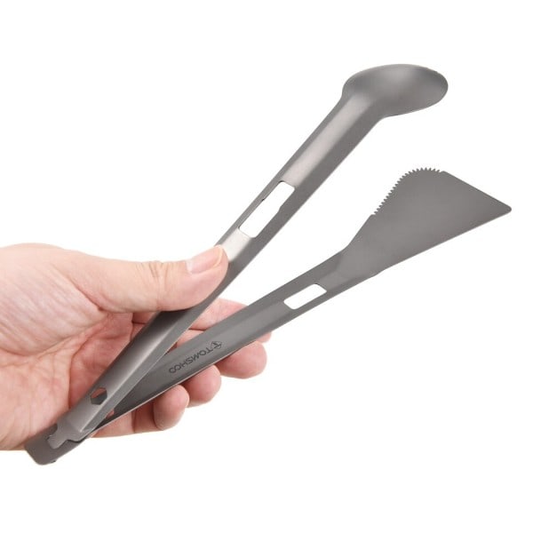 Titanium Multi Tong Spork Skovel Spatula Alt-i-én Utensil Bærbar Camping Madlavning Servise