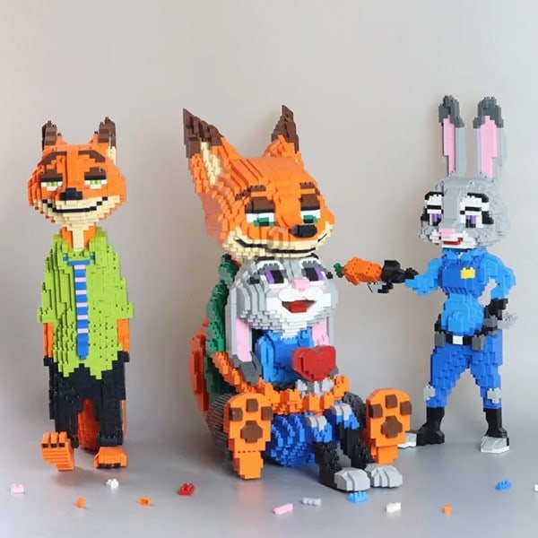 Anime Judy Nick Micro Building Blocks Tecknad film Zootropolis Diamond Bircks Modell Räv Kanin Leksaker