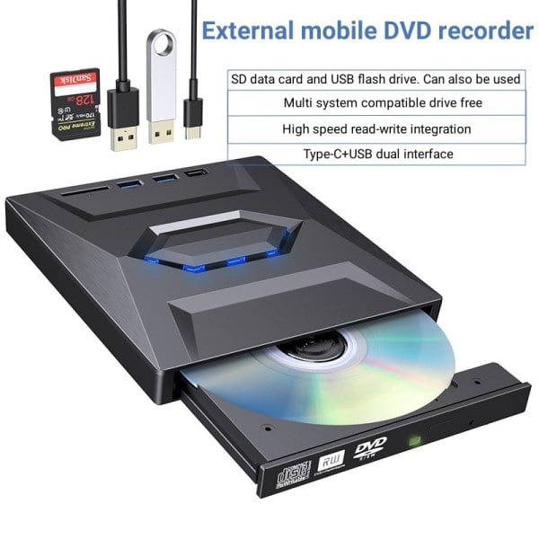 USB 3.0Typ C Extern CD DVD RW Optisk enhet DVD Brännare DVD Skrivare Super enhet