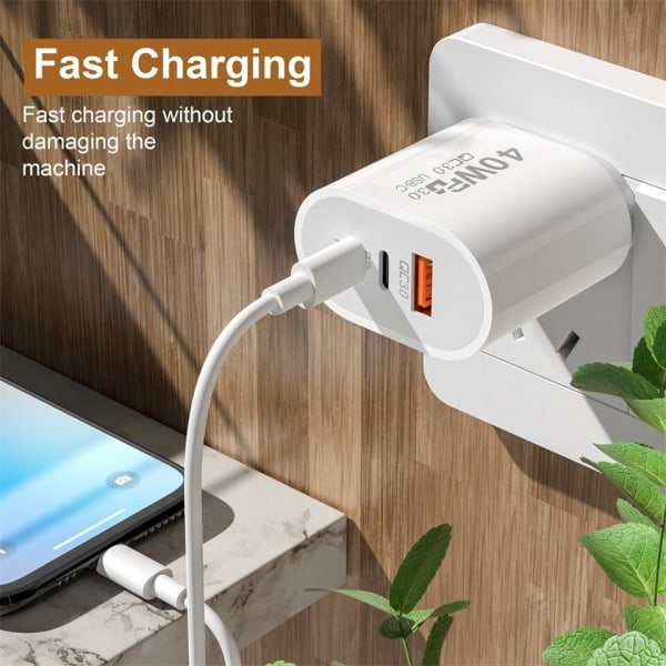 USB C Laddare 60W Snabb Laddning Laddare 3portar Typ C