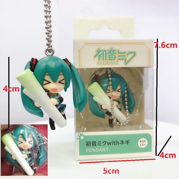 4cm Hatsune Miku Nyckelring Nyckelring Kawaii Gåva till Flickor Anime Figur Super Söt Unik Barn Nycklar Kedjor