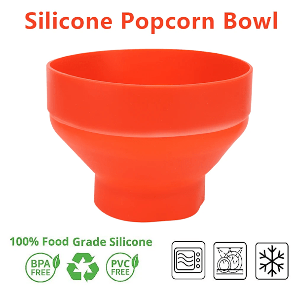 Mikrovågsugn Popcorn Skål Hink Silicon Gör-det-själv Röd Popcorn Maker med lock chips frukt fat hög kvalitet kök enkelt verktyg