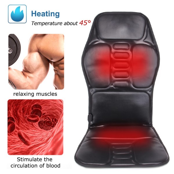 El Rygg Massager Massage Stol kudde Värme Vibrator Bil Hem Kontor Lumbar Nacke Madrass Smärtlindring