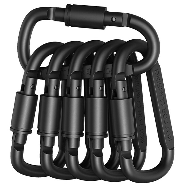 6stk EDC Ryggsekk Karabiner Nøkkelring Utendørs Camping D-ring  Snap Klips Lås spenne krok