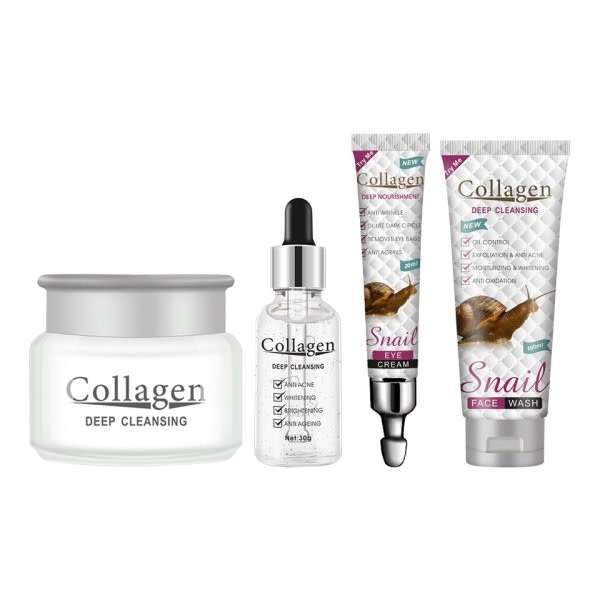 Kollagen ansiktsvård kit vit rengöring reparation set ansiktsrengöring ansiktsserum ögonkräm