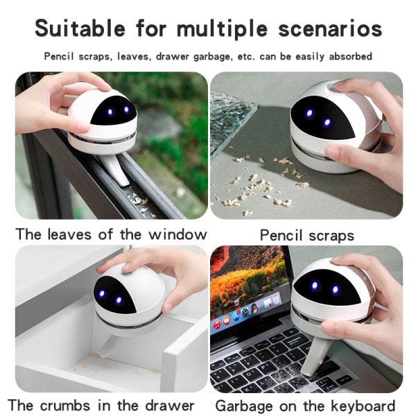 Söt Robot Skrivbord dammsugare USB tangentbord rengörare suddgummi penna spån