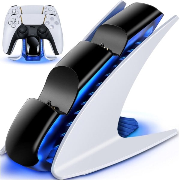 Kaksois ohjain laturi PS5 lataus telakka asema Playstation 5 Dualsense ohjaimet USB C kaapelilla