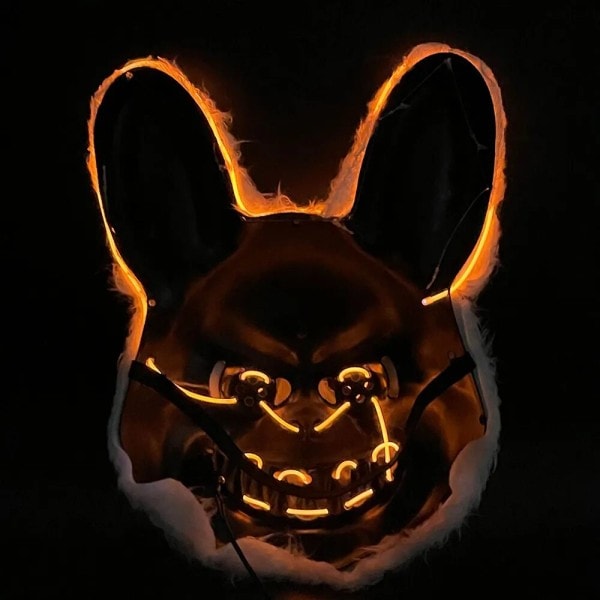 Skrekk Blodig Kanin Bear Maske Halloween LED Luminous Animal Simulation Pels Maske Cosplay