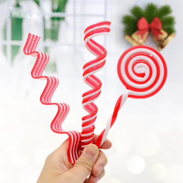 4 stykker godteri stokk jule tre anheng dekor rød hvit godteri lollipop hjem hengende pynt