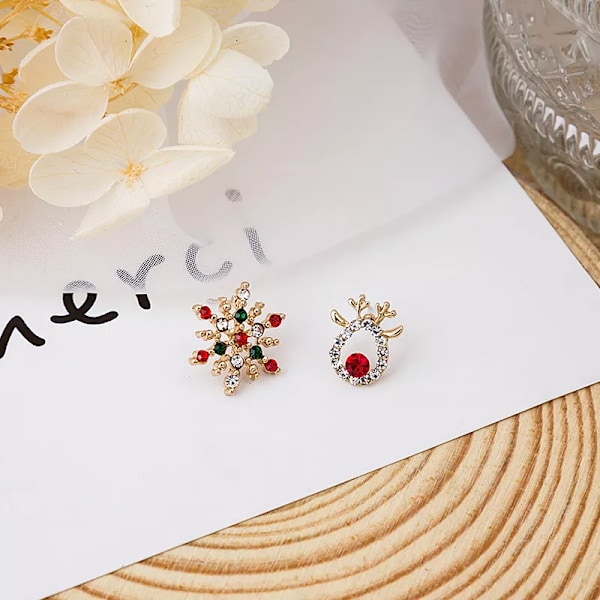 Jul Hjortar Stud Örhängen för Kvinnor Söt Djur Älg Rhinestone Örhänge