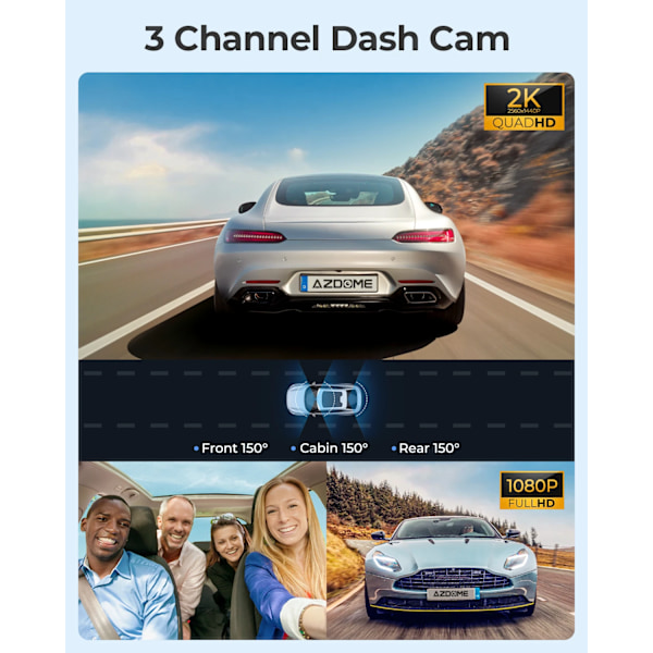 Bil DVR Dash Cam 4K 5,8Ghz WiFi 2/3 Kameror Främre/Cabin/Rear Cam GPS Natt Vision Parkering Monitor