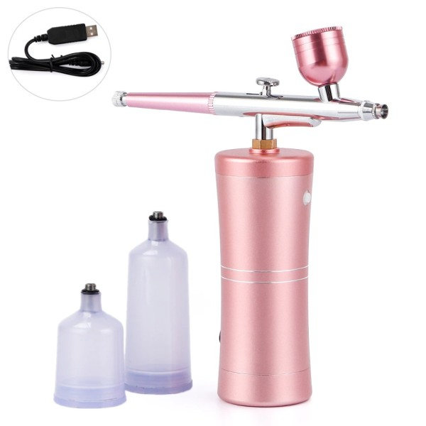 Rosa Mini luft kompressor kit luftborste färg spray pistol luftborste för nagelkonst tatuering hantverk