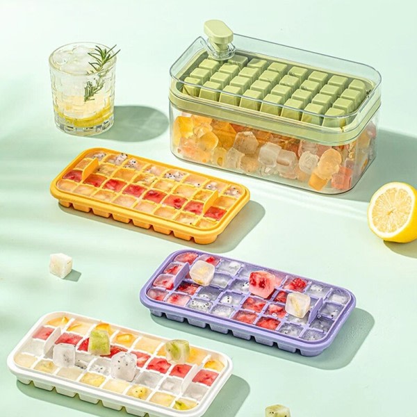 Ice Cube Moulds One Knap Tryk Gather IceMaker Creative Fest Bar Firkant Container Kold Drik Set