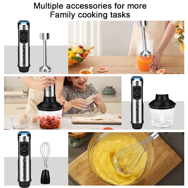 1500W 4 i 1 Elektrisk Stick Hand Kommersiell Blender Mat Processor Ägg Visp Blandare Juicer Kött Kvarn
