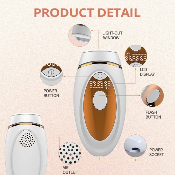 Epilator LCD Laser Hårfjerning Smertefri Permanent Fotopilering Trimmer Elektrisk Depilator