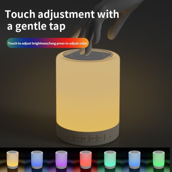 Bærbar Bluetooth Høyttaler Trådløs Mini spiller Touch Pat Light Fargerikt LED Natt Natt bord lampe