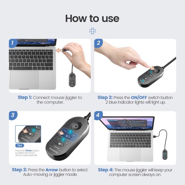 2 i 1 USB Mus Jiggler Udetekterbar Mus Mover Automatisk Computer Mus Mover Jiggler