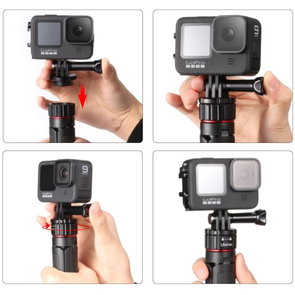 MT-09 Utvidbar Selfie Stick for GoPro Hero 11 10 9 8 7 6 Bærbar Vlog Stativ Mini Action Kamera Tilbehør