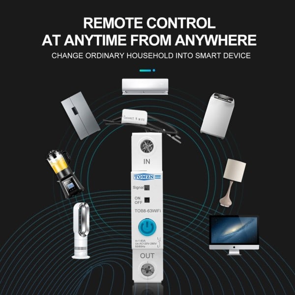 Enkel Fas WIFI Smart Energi Mätare Kwh Mätning Övervakning Krets Breaker Timer Relä