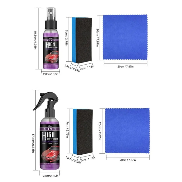 High Protection Ceramic Car Wash Fortify 3 In 1 Quick Coat Polish Sealer Spray