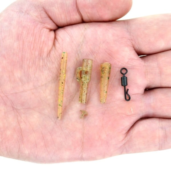 40st Karp Fiske Säkerhet Bly Klämmer Svans Gummi Kone Anti Tangle Sleeve Quick Change Swivels