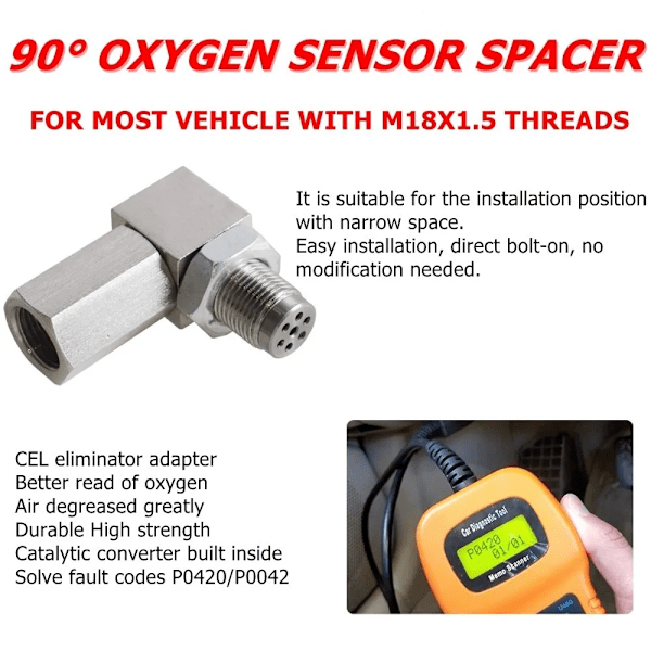 Bästa kvalitet Bung Extension Catalytic Converter O2 Oxygen Sensor Spacer Oxygen Sensor Extender 90 Degree P0420 P0430 Silver