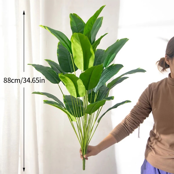 88cm 24 blader store tropiske palmer tre falske banan planter blader ekte berøring strelizia plast monstera plante