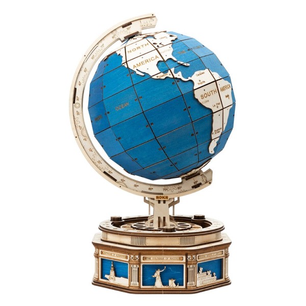Robotime 3D Globe Træ Puslespil 567 stk Oversized DIY Rotable Spil Samling Legetøj