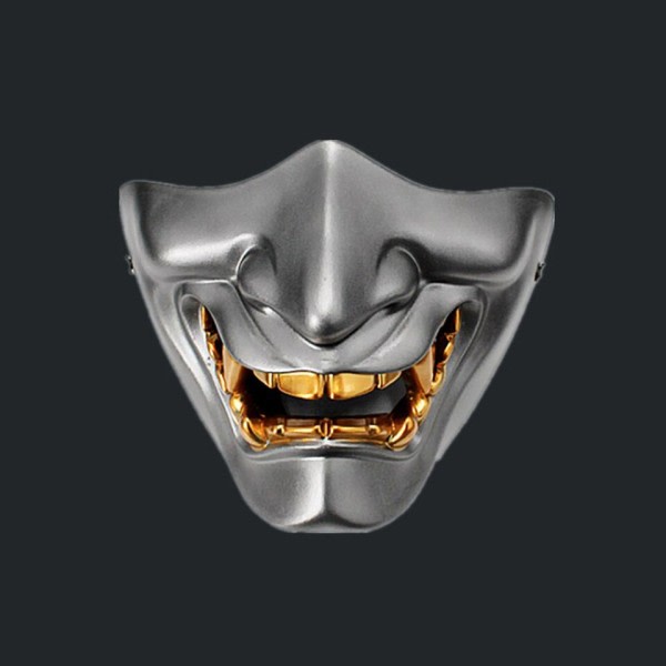 Halvt Face Airsoft Oni Mask Halloween Cosplay Evil Demon