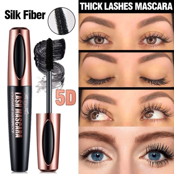 Vandtæt Rimel 4D Silke Fiber Vipper Mascara Forlænger Øjenvipper Vækst Vipper