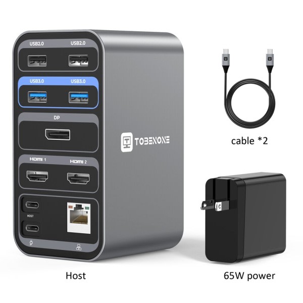 Docking station 4K/60Hz Dual Monitor Skærm Med 2 HDMI VGA RJ45 USB C Splitter Hub