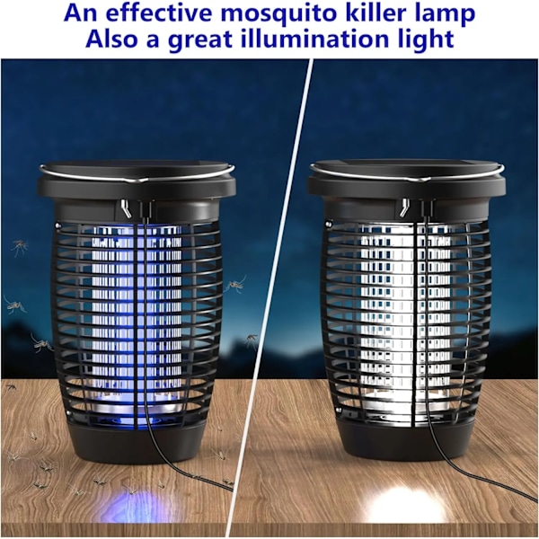 Solar Bug Zapper 2-in-1 Mosquito Killer Lamp Indoor 4500V Fly Zapper